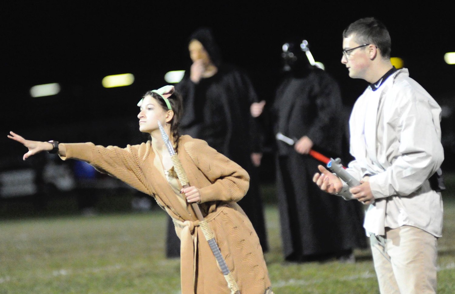 And the force be with you. Shannon Hazen as Jedi Master Yoda, and John Rodriguez in the role of Luke Skywalker. Lurking in the background are Palpatine, played by Jackson Landers, and Andrew Ihlefeldt as the Dark Lord of the Sith.
